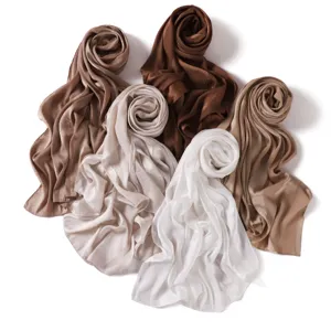 Smooth satin jacquard long scarf with soft breathable texture, elegant women leopard print shawl.