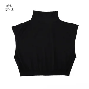 Black mock neck sleeveless fake collar detachable shoulder wrap solid color clothing accessory