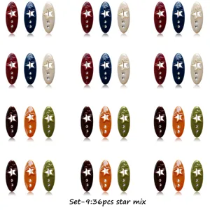 Colorful plastic safety pins with hollow star and rhinestones, 36pcs mixed color set for daily decor.