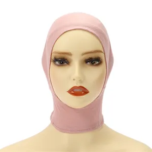 Bonnet sous hijab modal extensible rose cache-cou respirant coiffe musulmane vue principale