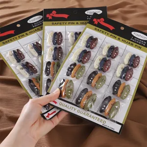 Colorful plastic hijab pins safety pins with rhinestones and star cutout card packaging