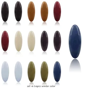 16 Stueck Winterfarben ovale Harz Cabochons Set, flache dekorative Steine fuer Kunst und Nagelkunst.