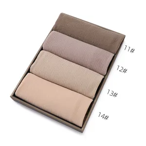 Solid crinkle hijab scarf polyester soft long wrap neutral color options set display