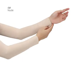 Effen ademende modal katoenen armmouwen voor zonbescherming, nude kleur, maat 4.