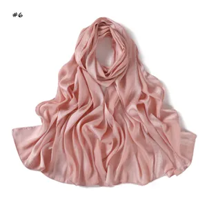 Pink satin silk long scarf with subtle jacquard leopard wide stripes for women soft and elegant.