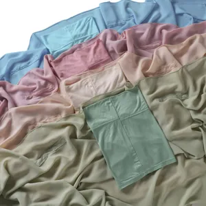 Solid color thick chiffon hijab scarf with built-in magnetic inner cap for women.