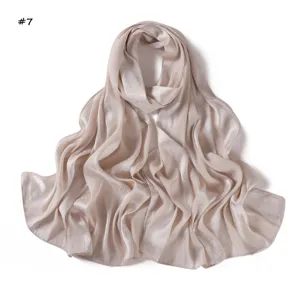 Chic beige satin silk jacquard leopard long scarf breathable soft women shawl wrap