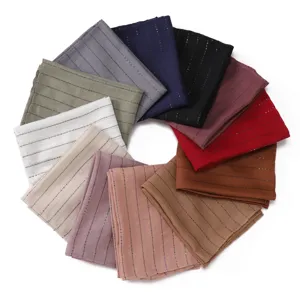 Colorful striped sequin scarf lightweight cotton linen shawl versatile women headwear