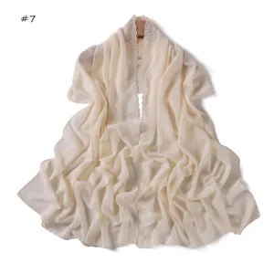 Elegante sciarpa lunga in chiffon con ricamo floreale beige leggera e traspirante
