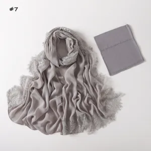 Modal lace hijab scarf and matching underscarf tube cap set, breathable and elegant daily wear.