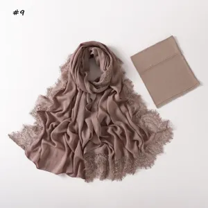 Details of the breathable modal lace long scarf and matching elastic inner cap set.