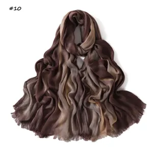Gradient crinkle rayon scarf lightweight breathable long shawl fashion hijab wrap