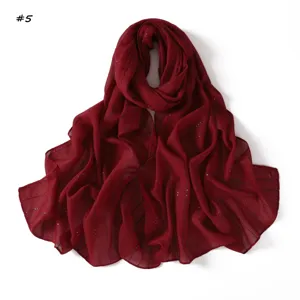 Elegant red sequin striped scarf, lightweight breathable cotton linen shawl for women.