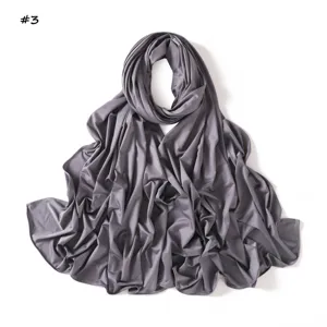 Bufanda larga lisa de liquid jersey gris hiyab transpirable pañuelo para mujer