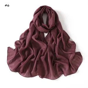 Women's lightweight striped sequin long scarf elegant maroon shawl for daily commuting