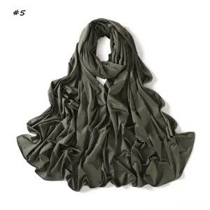 Bufanda larga de jersey líquido elástico de alta calidad,hiyab liso transpirante para mujer.