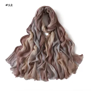Gradient modal crinkle scarf, soft breathable long lightweight wrap shawl for women.