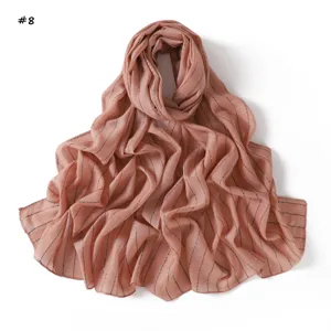 Lightweight striped long scarf for women, elegant casual pink shawl with glitter details.