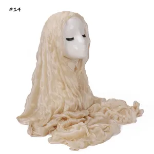 Shiny pleated chiffon hijab scarf, lightweight breathable fabric with delicate lettuce edge.