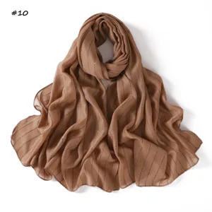Elegant sequin striped linen scarf for women, lightweight causal shawl and long hijab wrap.