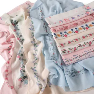 Floral print chiffon scarf for women spring summer long shawl lightweight elegant neckerchief