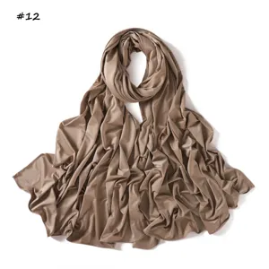 Pañuelo largo hijab de jersey líquido para mujer, bufanda lisa transpirable y elástica.