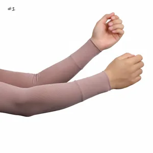 Detail shot of ribbed ice silk arm sleeves, showing breathable and elastic fabric texture.
