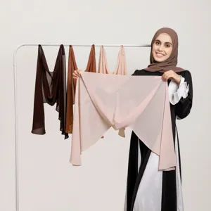 Foulard hijabs en mousseline couleur unie léger doux agréable pour la peau usage quotidien