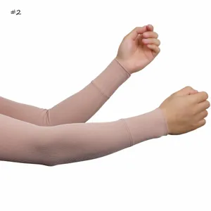Comfortable breathable ice silk ribbed arm sleeves for sun protection and daily wear. Soft.