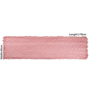 Pink crinkled chiffon long scarf with lettuce edge, solid breathable summer fashion wrap view