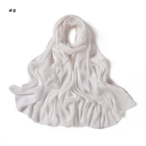 Solid jacquard leopard wide stripe long satin silk scarf soft breathable women shawl.