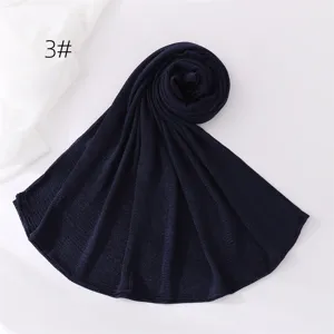 Solid color bark crinkle scarf, breathable polyester hijab, elegant long shawl wrap
