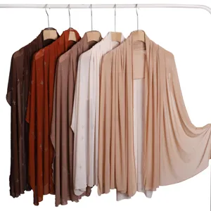 Solid color mesh rhinestone long scarf lightweight breathable sheer shawl for women daily wear