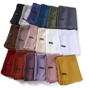 Solid color chiffon long hijab scarf soft breathable head wrap for women multi colors