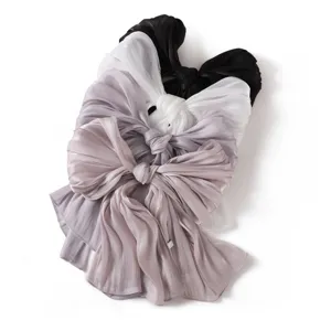 Solid color crinkled satin scarf soft shiny long shawl versatile head wrap for women