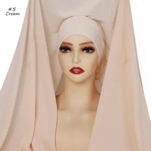 Chiffon hijab detail showing soft fabric texture, magnetic buckle and matching undercap.