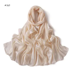 Solid color satin long scarf women fashion minimalist breathable travel shawl headscarf.