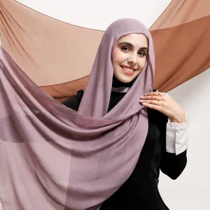 Solid color modal linen hijab scarf for women, lightweight breathable headwrap and shawl.