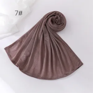 Solid color crinkle hijab scarf lightweight breathable long polyester head cover soft
