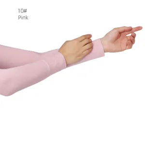 Roze modal katoen armmouwen detail, ademende elastische zonbescherming mouwen.