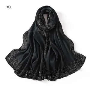 Women's pleated long scarf autumn winter polka dot print breathable black border shawl