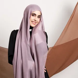 Plain modal cotton hijab scarf detail view, soft breathable lightweight headwear.