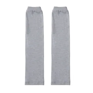 Detailed close-up of breathable grey modal arm sleeves, showing fine fabric texture and cuffs.