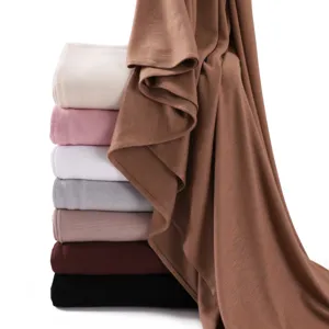 Effen modal gemerceriseerd katoenen lange sjaal ademend zacht elastisch dames hoofddoek groot