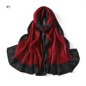 Autumn winter women pleated long scarf elegant red black polka dot breathable shawl