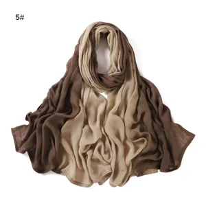 Écharpe longue en modal dégradé marron pour femme, grand foulard souple et léger.
