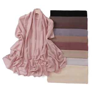 Solid color modal cotton linen hijab scarf, lightweight breathable shawl, minimalist style.