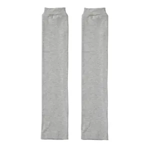 Grey modal knit arm sleeves breathable elastic sun protection cover detail view pair