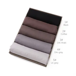 Solid color modal linen scarf set, lightweight breathable hijab wrap, multi-color 5-pack choice.