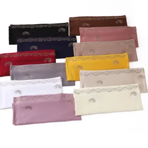 Soft mercerized cotton rhinestone paisley hijab scarf for women, breathable elastic long head cover.